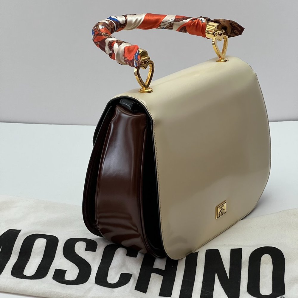 ❤️MOSCHINO❤️ Redwall Tricolor Polished Leather Bag Italy - Picture 7 of 16
